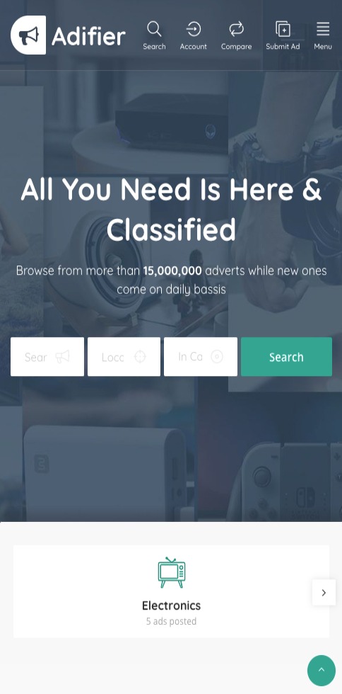 clasifiedads adifier theme mobile