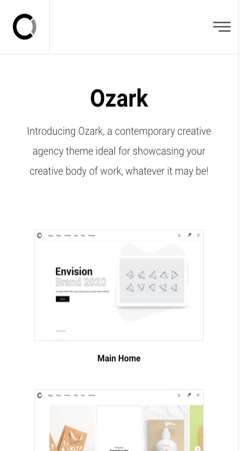 portfolio ozark theme mobile