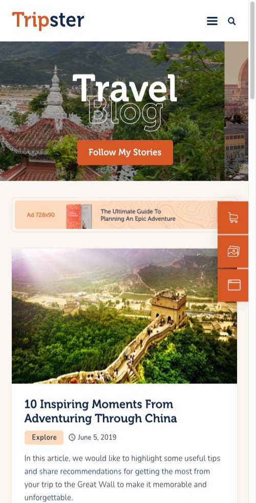travel tripster theme mobile