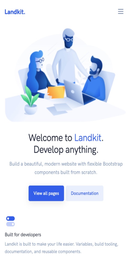 landingpages landkit theme mobile