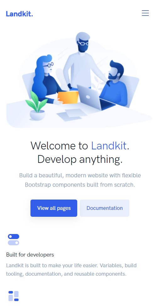 bootstrap landkit theme mobile