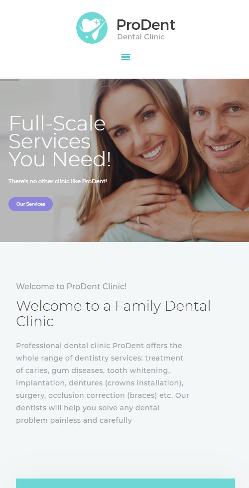 dentist prodent theme mobile