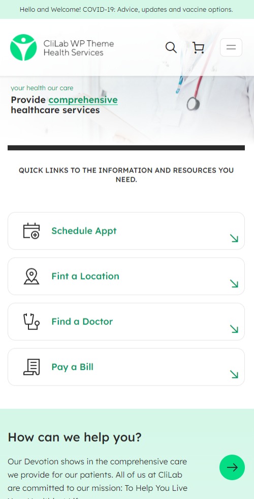 medical clilab theme mobile