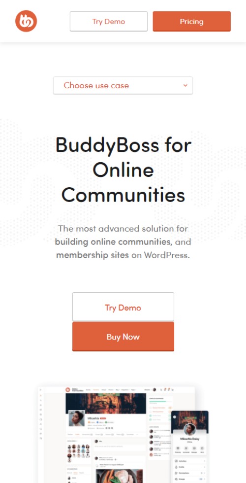 community buddyboss theme mobile