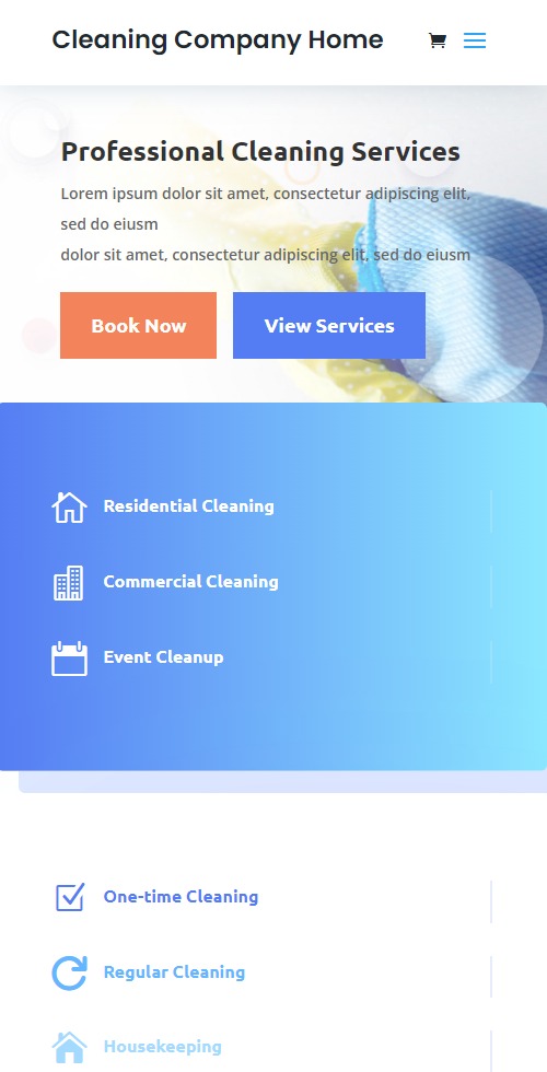 cleaningcompany divi theme mobile