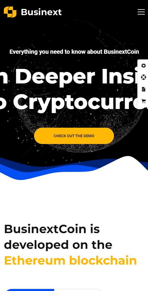 cryptocurrency businext theme mobile