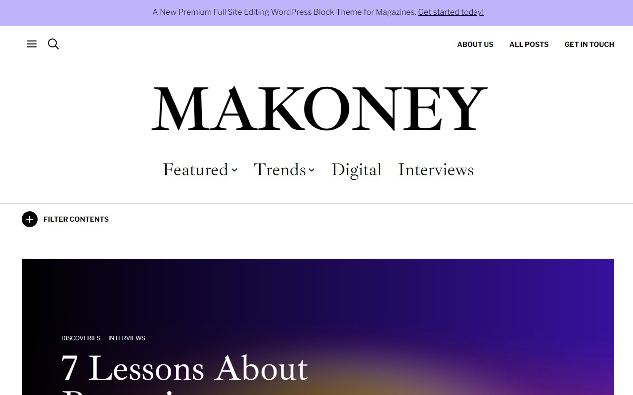 fullsiteediting makoney theme