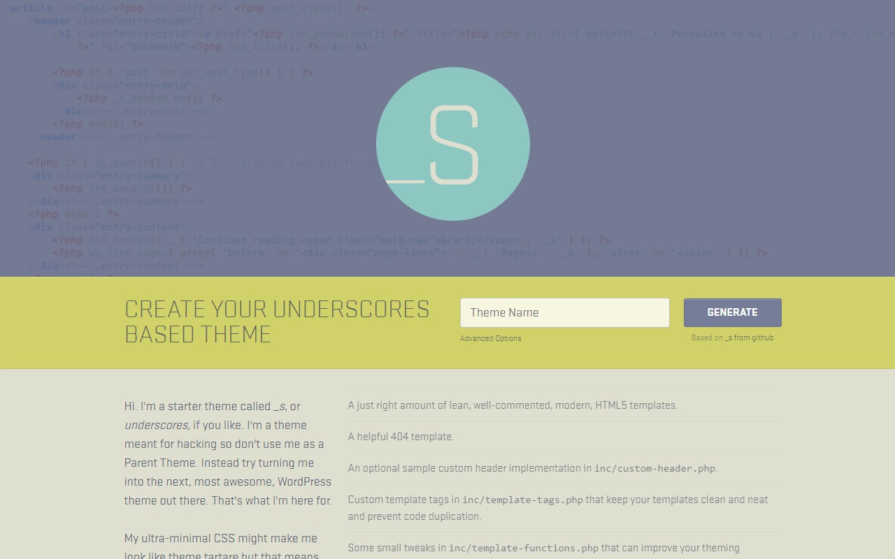 developerthemes underscores theme