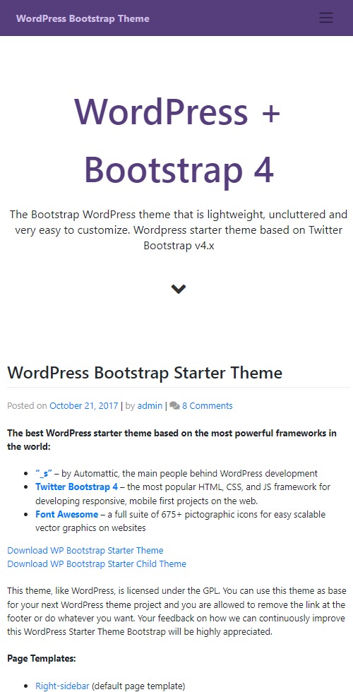 developerthemes wpbootstrapstarter theme mobile