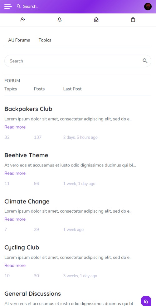 forum beehive theme mobile