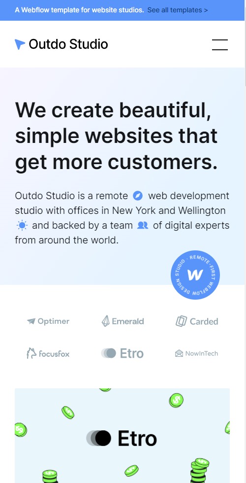 webflow outdo theme mobile